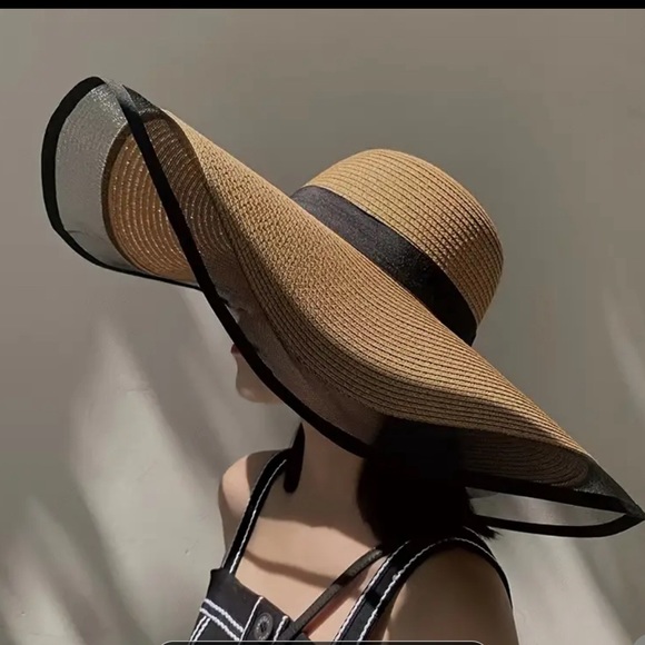 Lace Wide Summer Straw Brim Maxi Hat 👒 - Picture 7 of 12